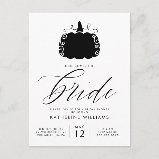 ブライダルシャワー |秋のカボチャのはがき ポストカード (正面)