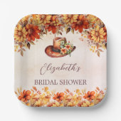ブライダルシャワー 秋 オレンジの花 カウガール ハット ペーパープレート (正面)