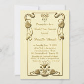 ブライダルシャワー、素晴らしギャツビースタイル、アイボリー&金ゴールド 招待状 (正面)