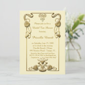 ブライダルシャワー、素晴らしギャツビースタイル、アイボリー&金ゴールド 招待状 (スタンド正面)