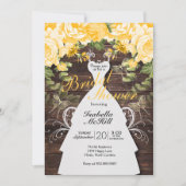 ブライダルシャワー-素朴黄色い植物の花 招待状 (正面)