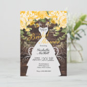 ブライダルシャワー-素朴黄色い植物の花 招待状 (スタンド正面)