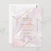 ブライダルシャワー |紫の大理石の渦巻き葉書 ポストカード (正面/裏面)