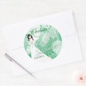 ブライダルシャワー(緑と白) ラウンドシール (封筒)