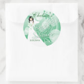 ブライダルシャワー(緑と白) ラウンドシール (バッグ)