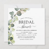 ブライダルシャワー 緑のユーカリ 多肉植物 招待状 (正面)