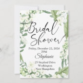 ブライダルシャワー, 緑の花に囲まれたデザイン 招待状 (正面)
