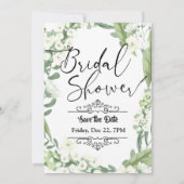 ブライダルシャワー, 緑の花に囲まれたデザイン 招待状 (裏面)