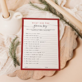 ブライダルシャワー　花婿は何て言った？ カード