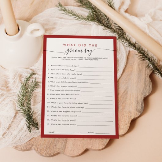 ブライダルシャワー　花婿は何て言った？ カード