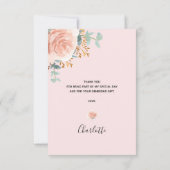 ブライダルシャワー 花束 ユーカリ ローズゴールド ピンク サンキューカード (裏面)