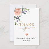 ブライダルシャワー 花束 ローズゴールド ピンク ラベンダー サンキューカード (正面)
