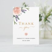 ブライダルシャワー 花束 ローズゴールド ピンク ラベンダー サンキューカード (スタンド正面)