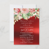 ブライダルシャワー 花 ブランシュ 緑 ゴールド マルサラ 招待状 (正面)