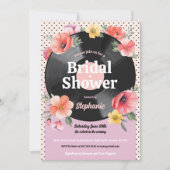 ブライダルシャワー 花 レコード 音楽 bachelorette 招待状 (正面)