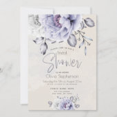 ブライダルシャワー |薄紫素朴とアラバスター牡丹 招待状 (正面)