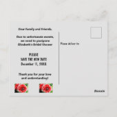 ブライダルシャワー 計画変更 レッド ダリア ポストカード (裏面)