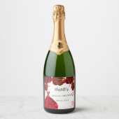 ブライダルシャワー 赤いドレス 白 花 スパークリングワインラベル (正面)