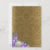 ブライダルシャワー-金ゴールドのダマスク織及びラベンダーの紫色 招待状 (裏面)