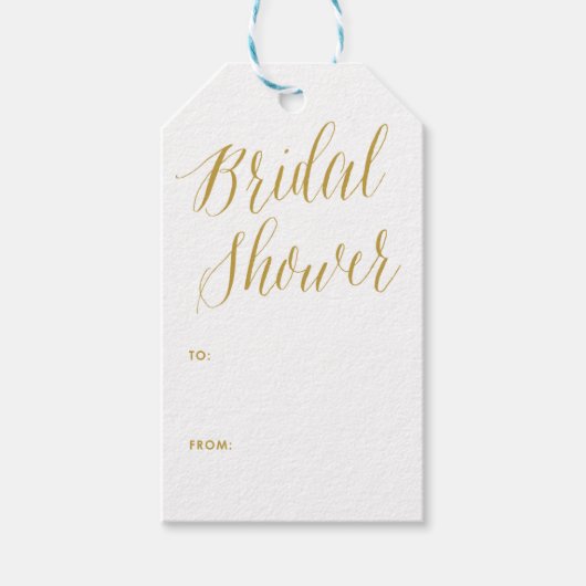 ブライダルシャワー |金ゴールドモダン書道ギフトラベル ギフトタグ (正面)