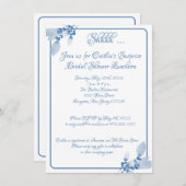 ブライダルシャワー、青いアウトラインの水色 招待状 (正面/裏面)