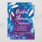 ブライダルシャワー, 青と羽 招待状 (正面/裏面)