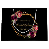 ブライダルシャワー 黒の花束 ワインレッド ラージペーパーバッグ (正面)