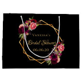 ブライダルシャワー 黒の花束 ワインレッド ラージペーパーバッグ (裏面)