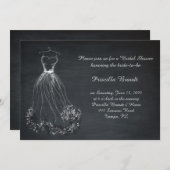 ブライダルシャワー，黒板，夢のドレス様式化 招待状 (正面/裏面)