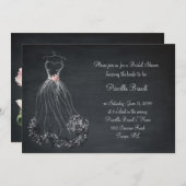 ブライダルシャワー、黒板、夢は、シャクヤク服を着ます 招待状 (正面/裏面)