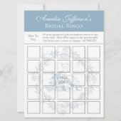 ブライダルシャワー- Blue エレガント Bingoゲームカード 招待状 (正面)