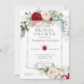 ブライダルシャワー | Burgundy Peonyフローラ・フレーム 招待状 (正面)