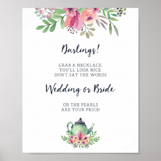 ブライダルシャワー Don't Say Bride ゲーム サイン (正面)