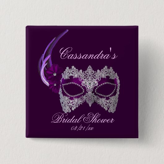 "ブライダルシャワー" - Lace Masquerade Mask 缶バッジ (正面)