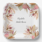 ブライダルシャワーBOHOテラコッタパンパスグラス小麦 ペーパープレート (正面)