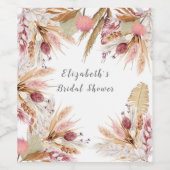 ブライダルシャワーBOHOテラコッタパンパスグラス小麦 ワインラベル (シングルラベル)