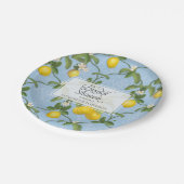 ブライダルシャワーBOHO青いレモン葉の花の柑橘類 ペーパープレート (アングル)