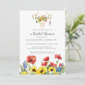 ブライダルシャワーBOHO鹿スカルアントラーwひまわり 招待状 (スタンド正面)