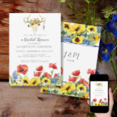 ブライダルシャワーBOHO鹿スカルアントラーwひまわり 招待状