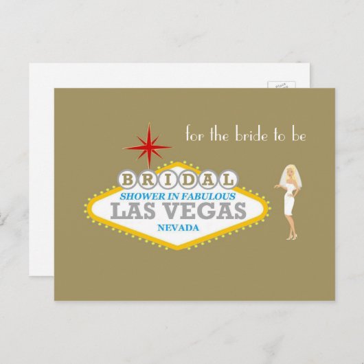 ブライダルシャワーIN素晴らしいラスベガス花嫁のために インビテーションポストカード (正面/裏面)