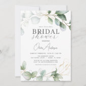 ブライダルシャワーQRコードグリーナリーユーカリ 招待状 (正面)