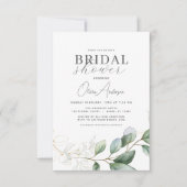 ブライダルシャワーQRコードグリーナリーユーカリ 招待状 (正面)