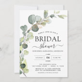 ブライダルシャワーQRコードグリーナリーユーカリ 招待状 (正面)