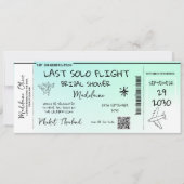ブライダルシャワーQR搭乗パス最後の単独飛行 招待状 (正面)