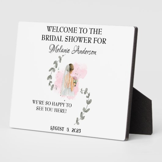 ブライダルシャワーWELCOMEと編集可能な文字とイメージ フォトプラーク (側面)