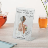 ブライダルシャワーWELCOMEと編集可能な文字とイメージ 台座サイン (インサイチュ)