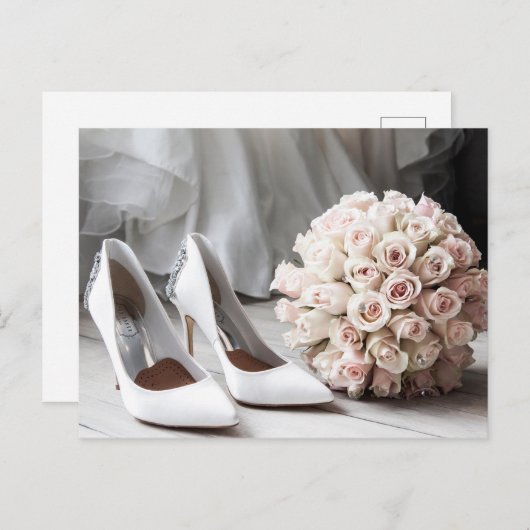 ブライダルシューズ&ローズブーケ結婚式の日 ポストカード (正面/裏面)