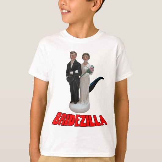 ブライダルジラおもしろウェディングTシャツまたはハット Tシャツ (正面)
