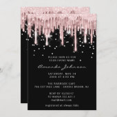 ブライダルスウィート16thドリップバラグリッタースパークブラック 招待状 (正面/裏面)