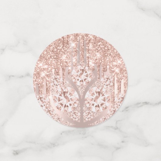 ブライダルスウィート16thピンクのスパークグリッターダイヤモンドバラ コンフェッティ (スモール正面)